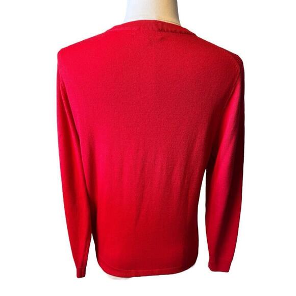 Turnbury Merino Wool Men's Long Sleeve Sweater Red V-Neck Medium Holiday - Picture 5 of 7